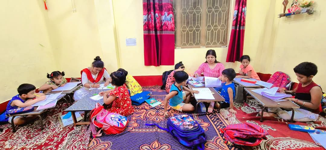 Young students learning